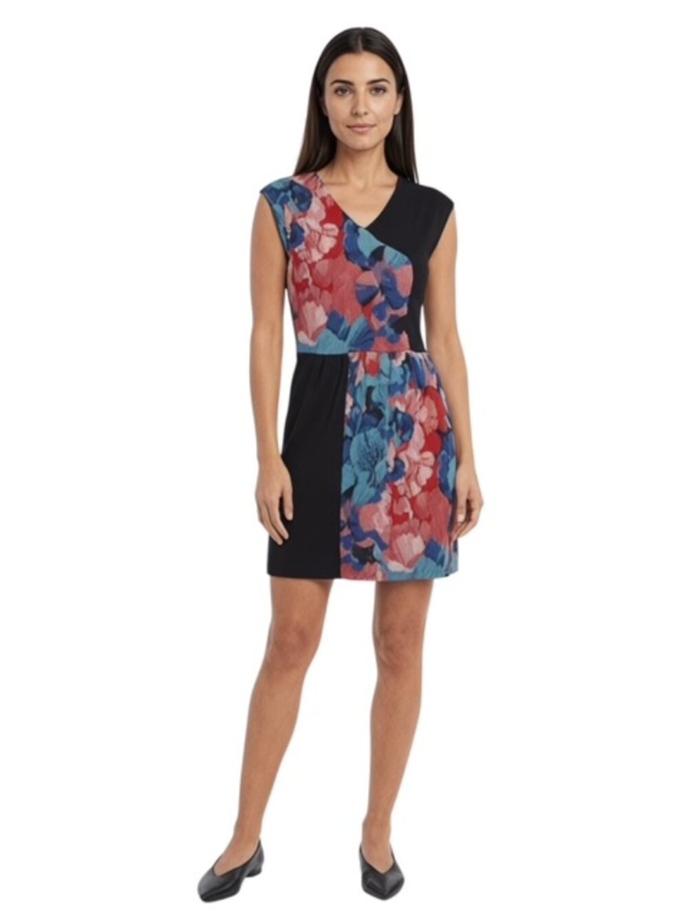 Leifsdottier Anthropologie Small Jacquard Knit Capped Sleeve Patch Dress